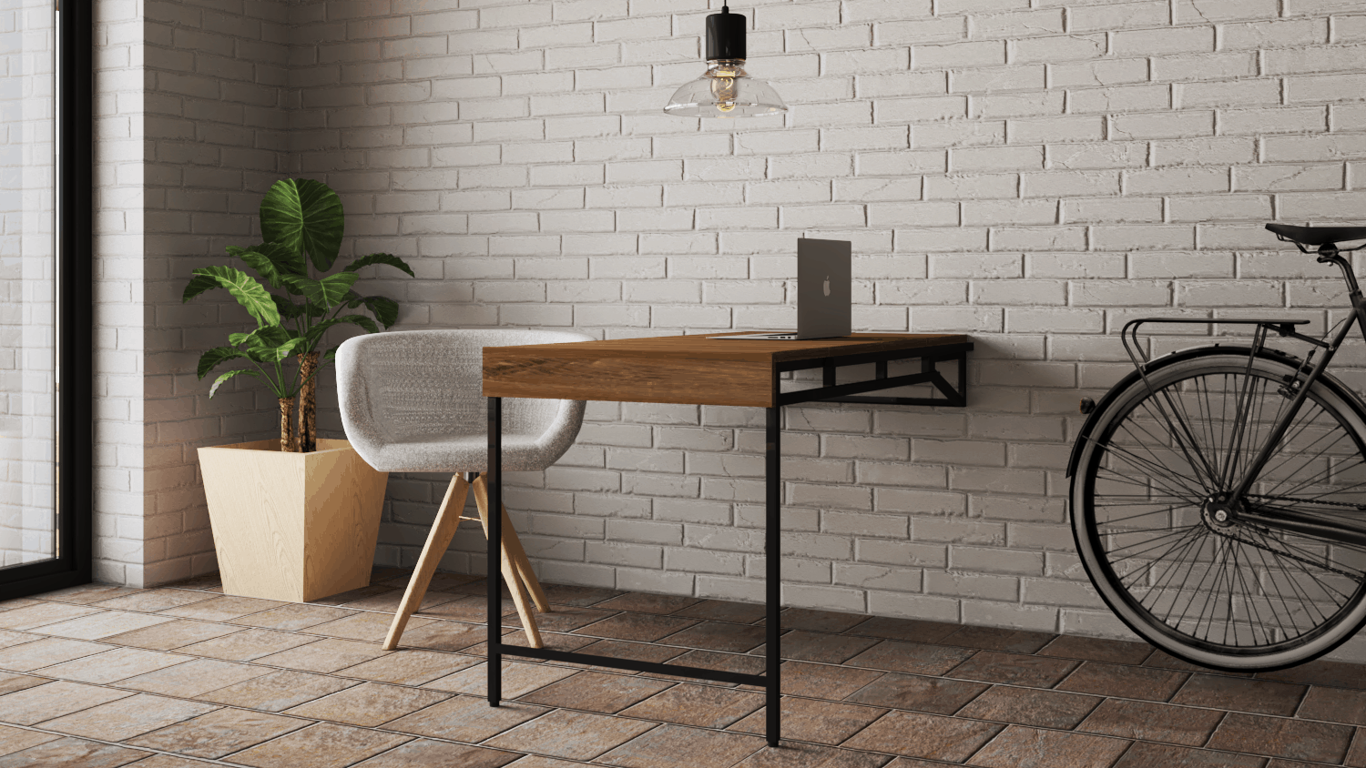Mesa plegable gris de pared escritorio multifuncional